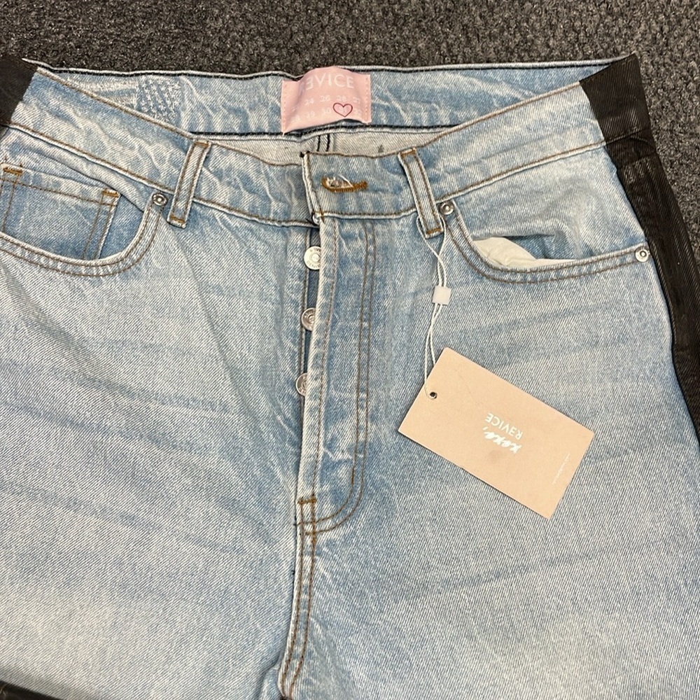 NWT Revice Ex Boyfriend Colorblock Black Coated Harlow Wash Jeans - Picture 6 of 8